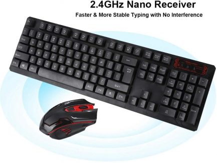 HK6500 Portable 2.4GHz Wireless Gaming Keyboard and Mouse Combo Suspended Keycap Mechanical Feel Gaming Keyboard Ergonomic Mouse 4-Level DPI Control 10m Wireless Connection(Black) - Image 2