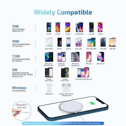 Wireless Charger with MagSafe (15W) Ασύρματος Φορτιστής - White Model:Wireless-01 - Image 3