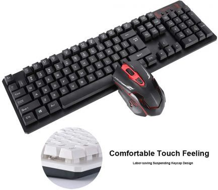 HK6500 Portable 2.4GHz Wireless Gaming Keyboard and Mouse Combo Suspended Keycap Mechanical Feel Gaming Keyboard Ergonomic Mouse 4-Level DPI Control 10m Wireless Connection(Black) - Image 3