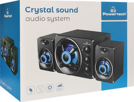 Ηχεία Powertech Crystal Sound PT-841, 2.1, 5W + 2x 3W, 3.5mm, μαύρα - Image 2