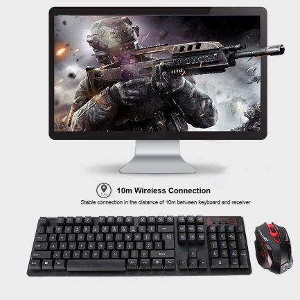 HK6500 Portable 2.4GHz Wireless Gaming Keyboard and Mouse Combo Suspended Keycap Mechanical Feel Gaming Keyboard Ergonomic Mouse 4-Level DPI Control 10m Wireless Connection(Black) - Image 4