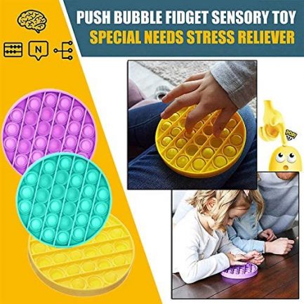 Pop It Παιχνίδι Στρες Ανακούφισης παζλ- Bubble Sensory Decompression Toy Round παζλ για ενήλικες Παιδιά - Round Cyan - Image 3