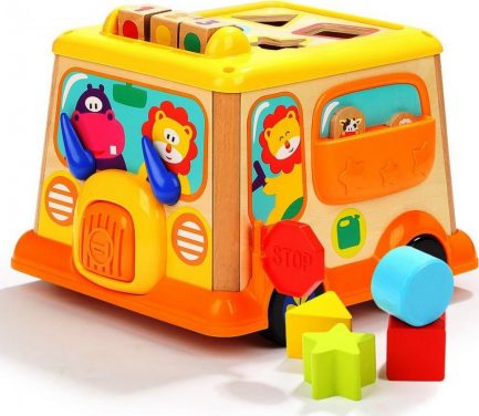 TopBright Educational Wooden Shape Sorting School Bus Toy - Ξύλινο Σχολικό Όχημα (150185) - Image 2