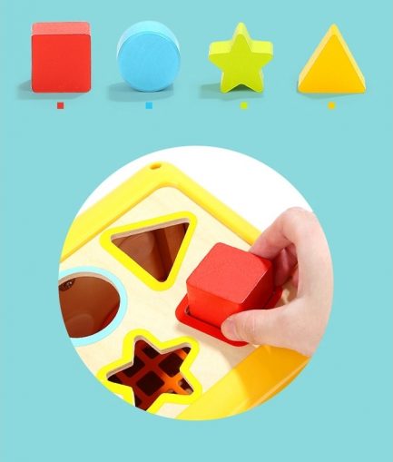 TopBright Educational Wooden Shape Sorting School Bus Toy - Ξύλινο Σχολικό Όχημα (150185) - Image 4
