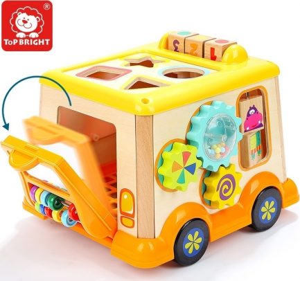 TopBright Educational Wooden Shape Sorting School Bus Toy - Ξύλινο Σχολικό Όχημα (150185) - Image 3