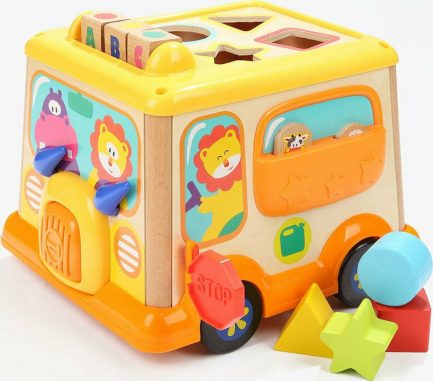 TopBright Educational Wooden Shape Sorting School Bus Toy - Ξύλινο Σχολικό Όχημα (150185) - Image 7