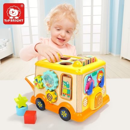 TopBright Educational Wooden Shape Sorting School Bus Toy - Ξύλινο Σχολικό Όχημα (150185) - Image 9