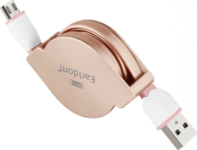 Earldom Retractable USB 2.0 to micro USB Cable Ροζ Χρυσό 1m (ET-SS8-PG)