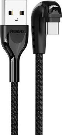 Remax Angle (90°) / Braided USB 2.0 Cable USB-C male - USB-A male Μαύρο 1m (RC-097a) - Image 2