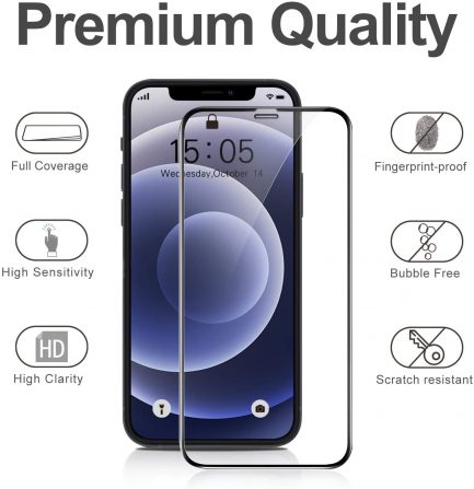 20D/Full-Glue Full Cover Προστατευτικό Οθόνης από Γυαλί (Tempered Glass Screen Protector) για iPhone 12 Mini (5.4")- Μαύρο - Image 2