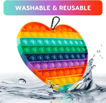 Σούπερ Γίγας Jumbo Fidget Pop it Αγχολυτικό Παιχνίδι Rainbow Heart 30CM - Image 2