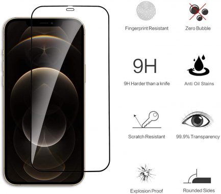 20D/Full-Glue Full Cover Προστατευτικό Οθόνης από Γυαλί (Tempered Glass Screen Protector) για iPhone 12 Pro Max (6.7'') - Μαύρο - Image 3