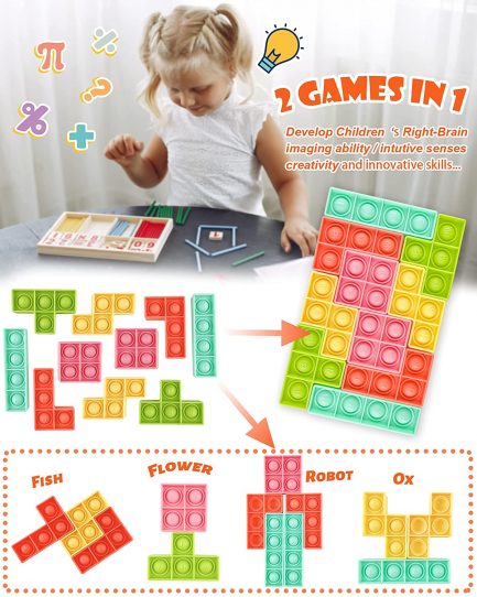 Σούπερ Γίγας Tetris Fidget Pop it Αγχολυτικό Παιχνίδι Puzzle 10 Τεμαχίων (Tetris)(22*13.7 cm) - Image 3