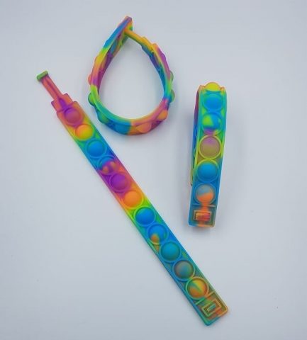 Βραχιόλι Pop it Fidget Αγχολυτικό Παιχνίδι Σχέδιο Rainbow - Image 2