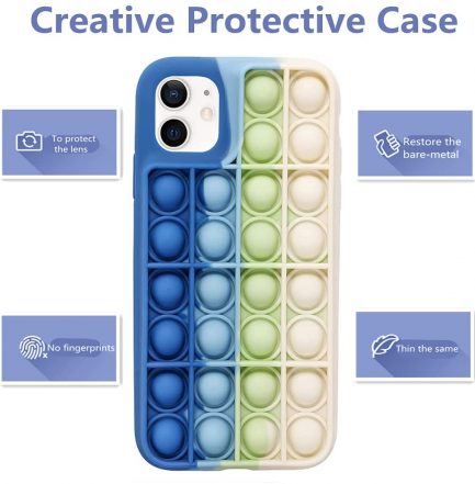 Pop It Phone Case iPhone 11- Fidget Toy and Sensory Push Pop Bubble Case in Blue-Green-White (oem) - Image 2