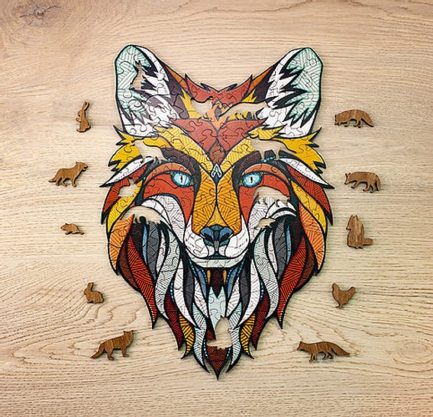 EWA Eco-Wood-Art Fox Puzzle Fox Coloured Wooden Puzzle for Teenagers and Adults DIY Kit, Self Assembly, No Glue Required, 141 Pieces, Multi-Colour ( 945945_DE) - Image 2