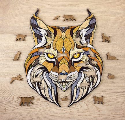 EWA Eco-Wood-Art Lynx Puzzle Lynx Coloured Wooden Puzzle for Teenagers and Adults, DIY Kit, Self-Assembly, No Glue Required, 139 Pieces, Multi-Colour (4815123001089) 917144_DE - Image 2
