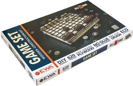 EWA Game Set 3 in 1 Ξύλινο 3D 3 κλασσικά Παιχνίδια (Σκάκι,Ντάμα και Math Battle) σε αναδιπλούμενη Βάση 620 κομμάτια 0587 (4815123000587) - Image 2