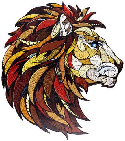 EWA Eco-Wood-Art Lion Puzzle Lion Coloured Wooden Puzzle for Teenagers and Adults DIY Kit, Self-Assembly, No Glue Required, 100 Pieces, Multi-Colour (4815123001126) 916991_DE - Image 3