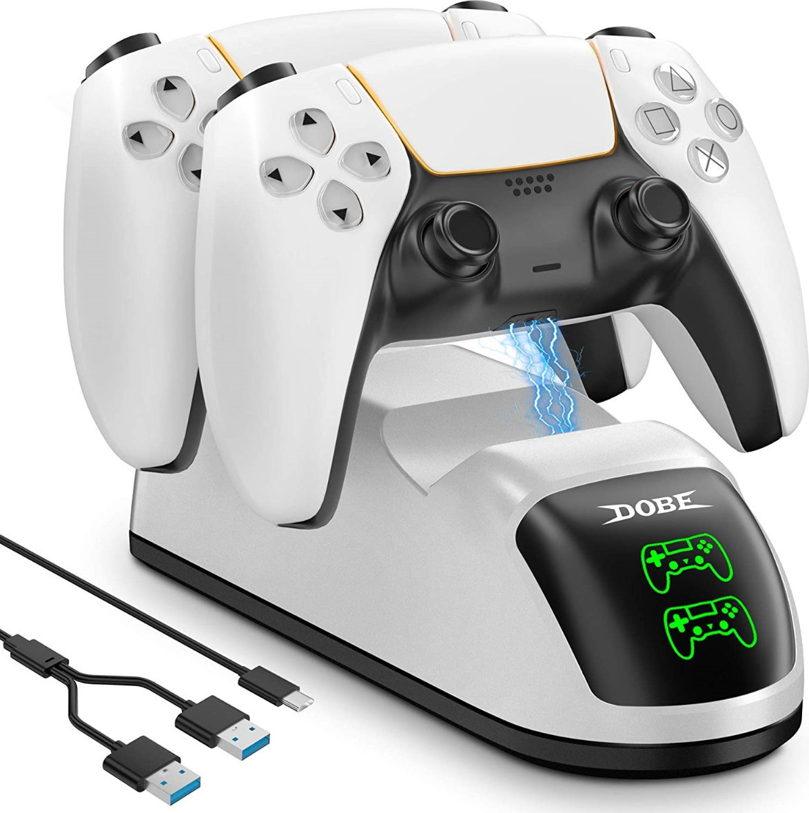 Βάση Φόρτισης Χειριστηρίων Dobe Dual USB Fast Charging Dock Station Stand PS5 Λευκό (tp5-0515b)
