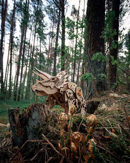 Μηχανικό τρισδιάστατο παζλ EWA Eco Wood Art 3D Wooden Puzzle Mechanical Model -Triceratops (4815123000570) - Image 4