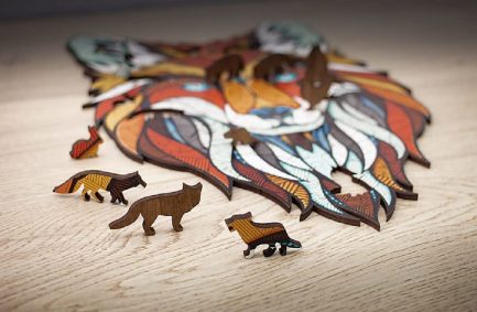 EWA Eco-Wood-Art Fox Puzzle Fox Coloured Wooden Puzzle for Teenagers and Adults DIY Kit, Self Assembly, No Glue Required, 141 Pieces, Multi-Colour ( 945945_DE) - Image 4