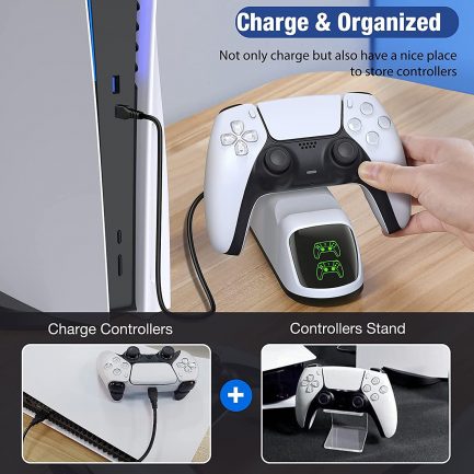 Βάση Φόρτισης Χειριστηρίων Dobe Dual USB Fast Charging Dock Station Stand PS5 Λευκό (tp5-0515b) - Image 4