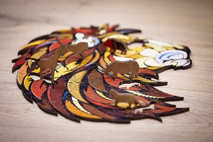 EWA Eco-Wood-Art Lion Puzzle Lion Coloured Wooden Puzzle for Teenagers and Adults DIY Kit, Self-Assembly, No Glue Required, 100 Pieces, Multi-Colour (4815123001126) 916991_DE - Image 5