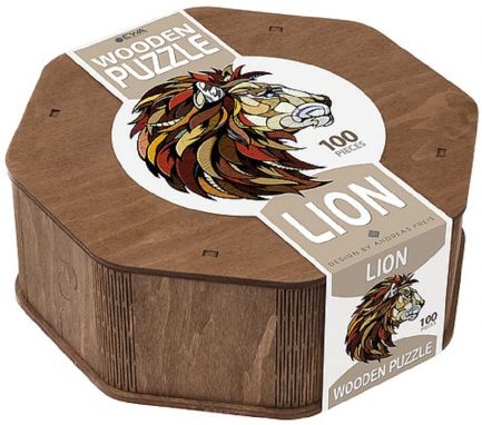 EWA Eco-Wood-Art Lion Puzzle Lion Coloured Wooden Puzzle for Teenagers and Adults DIY Kit, Self-Assembly, No Glue Required, 100 Pieces, Multi-Colour (4815123001126) 916991_DE - Image 6