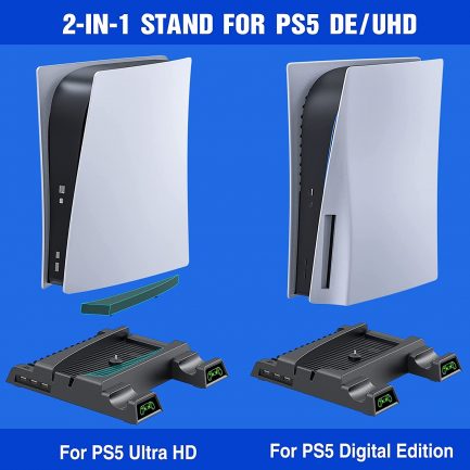 PS5 Vertical Stand with Fan, PS5 Stand Holder PS5 Fan for PS5 / PS5 Digital Edition, All-in-one 3 Port USB 3.0 Hub/PS5 Controller Charging/PS5 Stand/PS5 Cooler/13 Games Storage - Image 6
