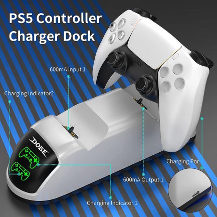 Βάση Φόρτισης Χειριστηρίων Dobe Dual USB Fast Charging Dock Station Stand PS5 Λευκό (tp5-0515b) - Image 7