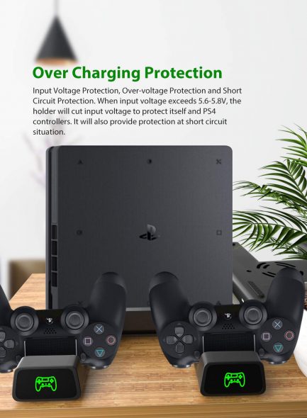 Dobe Βάση Κάθετης Στήριξης PS4 / PS4 Slim / PS4 Pro  με Σύστημα Ψύξης,Υποδοχή Φόρτισης 2 Χειριστηρίων με Led ένδειξη & 10 Θέσεις Games (TP4-19076) - Image 7