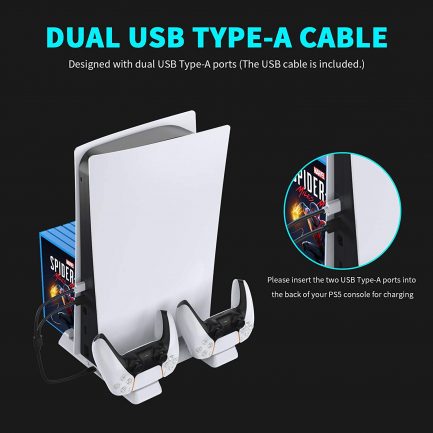 NexiGo Cooling Stand for PS5 (not Slim) with Dual Controller Charging Station, Headset Holder, Vertical Stand for PS5 Console, Charging Station for PS5 DualSense Controller, 11 Piece Game Rack Organiser - Image 7