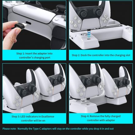 NexiGo Cooling Stand for PS5 (not Slim) with Dual Controller Charging Station, Headset Holder, Vertical Stand for PS5 Console, Charging Station for PS5 DualSense Controller, 11 Piece Game Rack Organiser - Image 8