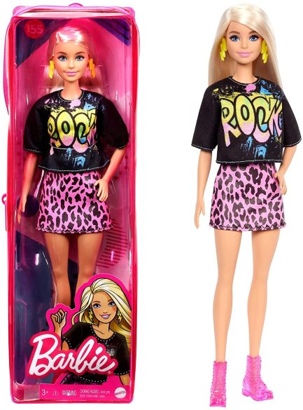 Barbie Doll Fashionistas #155 Blond Hair with Rock Tee and Skirt - Image 2