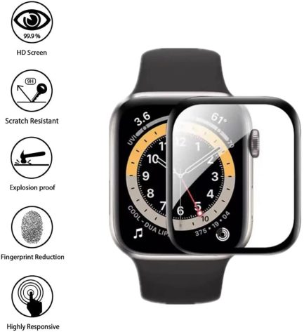 Full Face Tempered Glass Black (Apple Watch 45mm) - Image 3