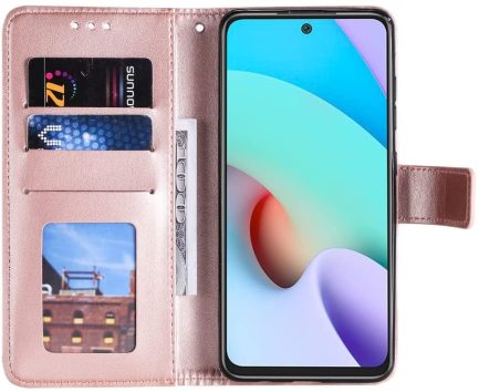 Xiaomi Poco M4 Pro 5G  - Δερμάτινη Αναδιπλούμενη Book Case με Ενσωματωμένη Θήκη Σιλικόνης – Gold Rose (oem) - Image 2