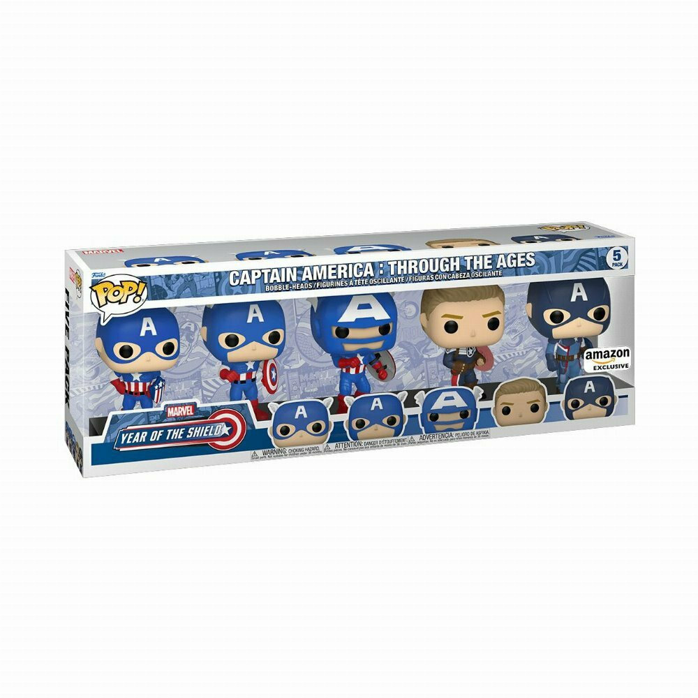 Funko Pop! Marvel: Year of the Shield - Captain America: Through the Ages Bobble-Heads Special Edition (Exclusive) 5-Pack (889698554824)