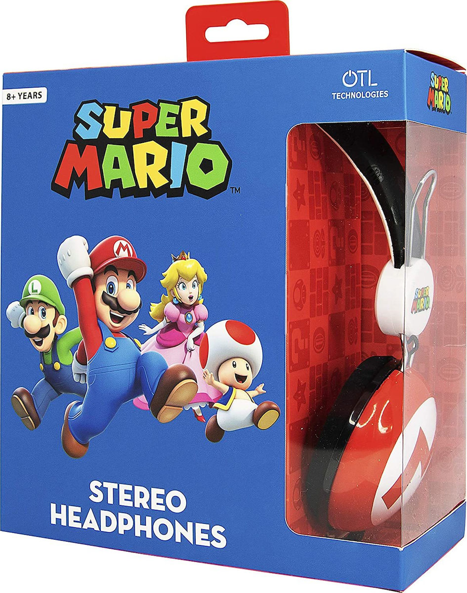 OTL Tween Super Mario Icon Ενσύρματα On Ear Παιδικά Ακουστικά Κόκκινα / Λευκά (5055371621878)