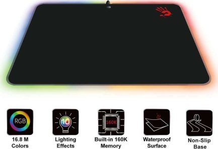 A4Tech Bloody MP-50RS Gaming Mouse Pad Medium 358mm με RGB Φωτισμό Μαύρο - Image 4