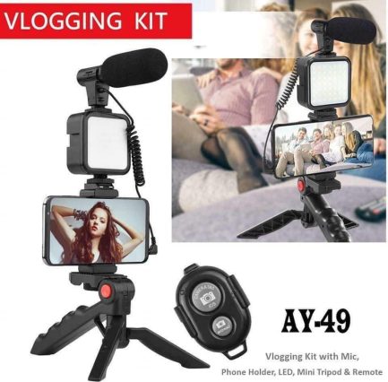 Live Streaming Set AY-49 Selfie Stick Τρίποδο Κινητού με Bluetooth Μαύρο - Image 10