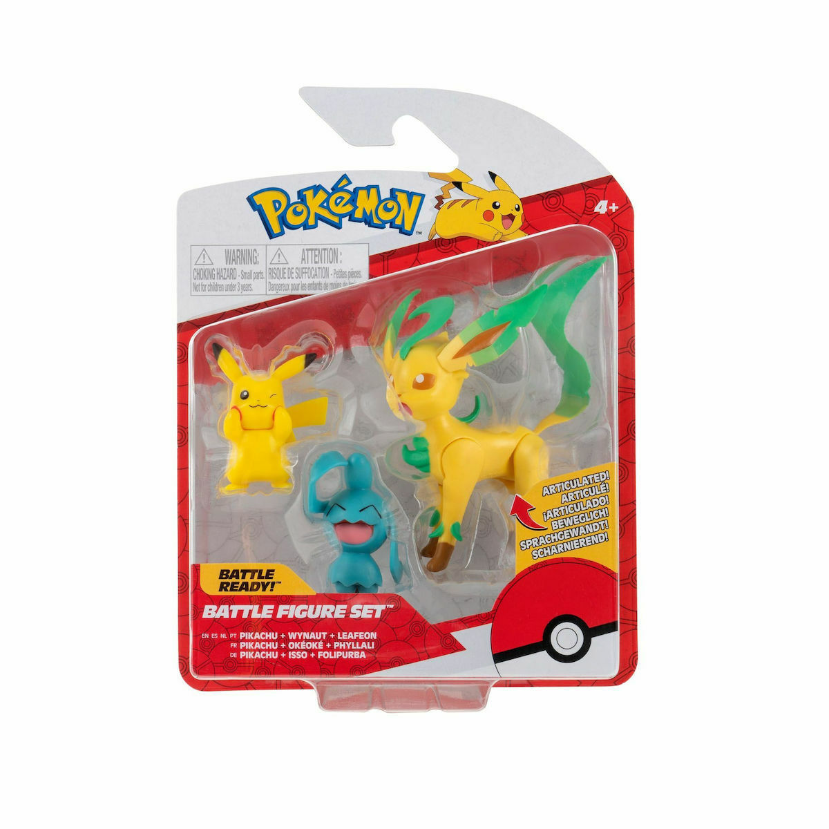 Jazwares Παιχνίδι Μινιατούρα Pokemon Pikachu & Wynaut & Leafeon για 4+ Ετών JW095155-D (PKW0178)
