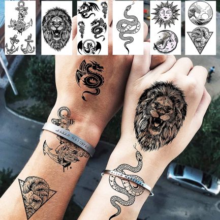 EGMBGM 22 Sheets Halloween Skull Temporary Tattoos Women Men Neck Large 3D Lion Warrior Evil Joker Fake Tattoo Sticker Men Women Adults Arm Rose Flowers Cross Durable Tatoos Children - Image 5