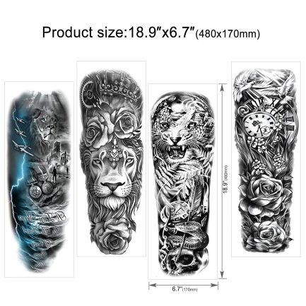 HOWAF 11 Sheets Full Arm Temporary Tattoos, Extra Large Waterproof Tattoo Black Adhesive Tattoo Sticker Fake Arm Tattoos for Adults Men Women ( ‎HW02377-uk ) - Image 5