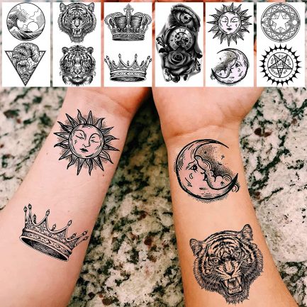 EGMBGM 22 Sheets Halloween Skull Temporary Tattoos Women Men Neck Large 3D Lion Warrior Evil Joker Fake Tattoo Sticker Men Women Adults Arm Rose Flowers Cross Durable Tatoos Children - Image 7