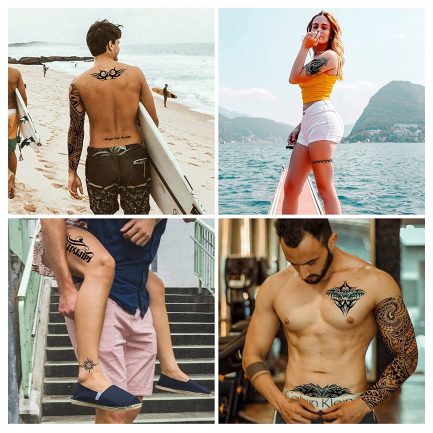 CAYUDEN 18 Sheets Temporary Tattoos, 10 Sheets Arm Fake Tattoos + 8 Sheets Half Arm Tattoo Stickers Waterproof Temporary Tattoo Men Adhesive Tattoos with Wolves Rose (53131631) - Image 7