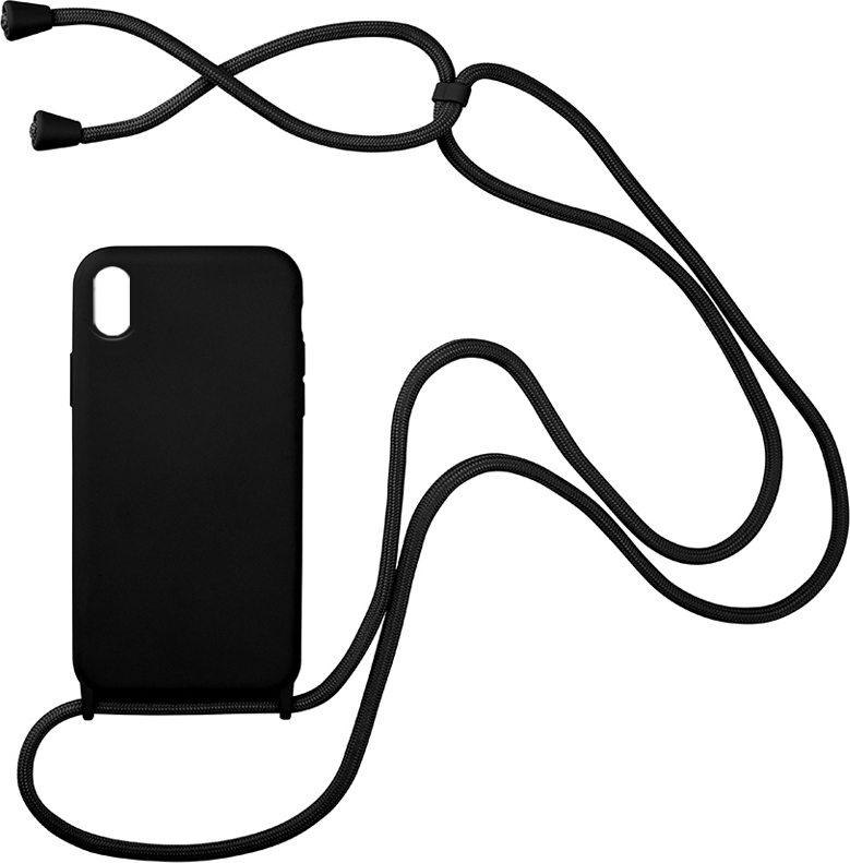 Apple iPhone X/XS- Crossbody Back Cover Σιλικόνης Μαύρο με Κορδόνι- Black (oem)
