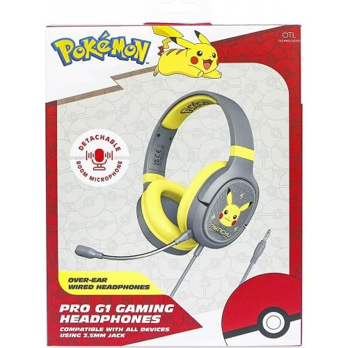 OTL Pokémon Pikachu Pro G1 Ενσύρματα Over Ear Ακουστικά Γκρι / Κίτρινα (ACC-0599)