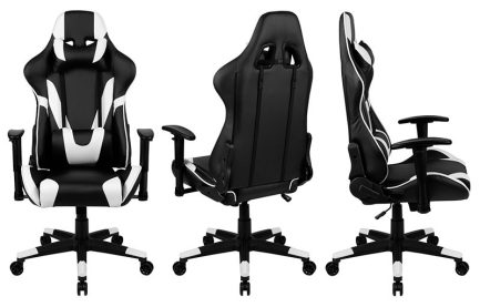 LeatherSoft Καρέκλα Gaming Δερματίνης Black/White (0821.001) - Image 2