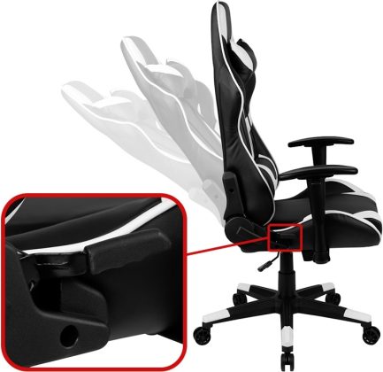 LeatherSoft Καρέκλα Gaming Δερματίνης Black/White (0821.001) - Image 3